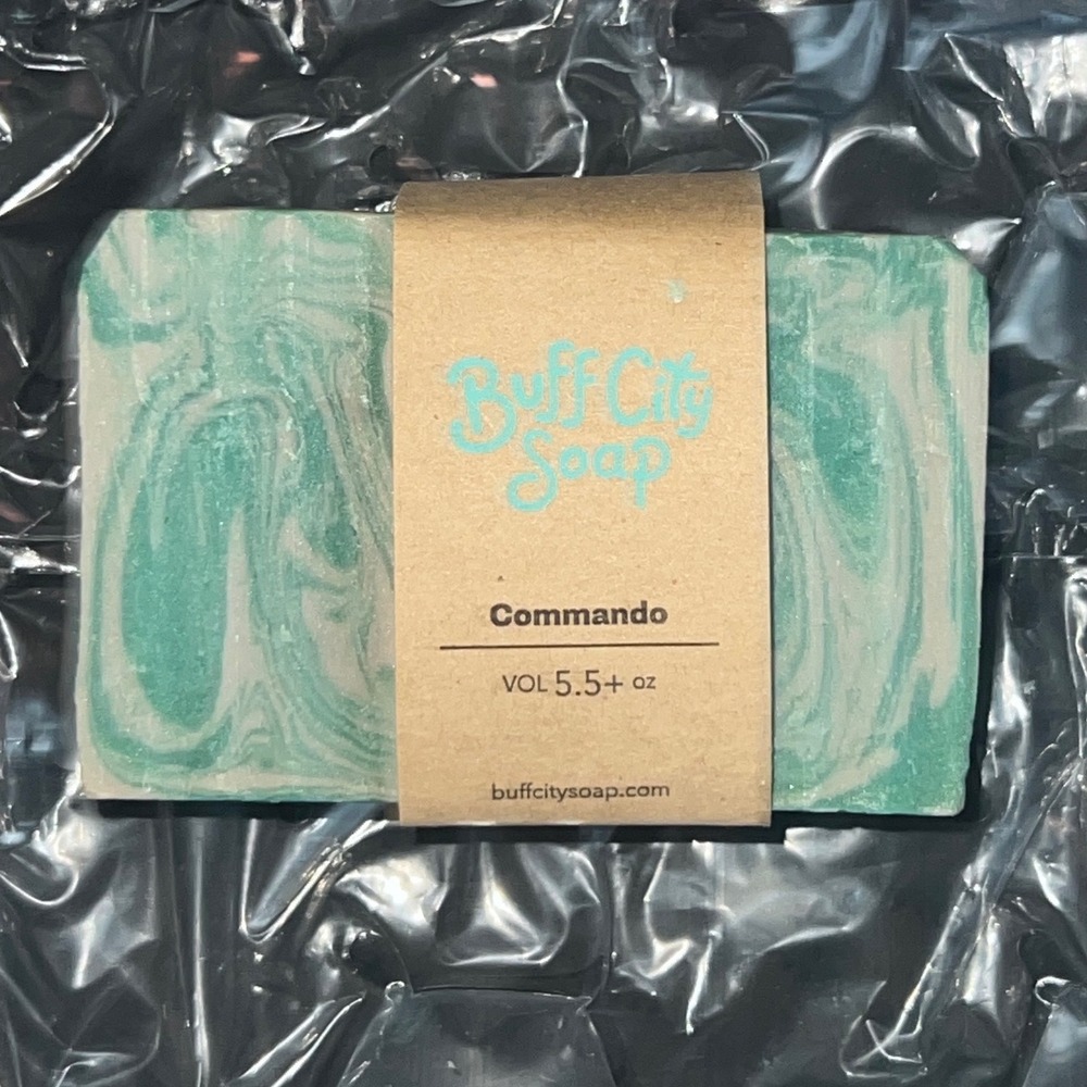 Buff‎ City Soap Commando Bar Soap 5.5oz Green Marbled Shea Butter New